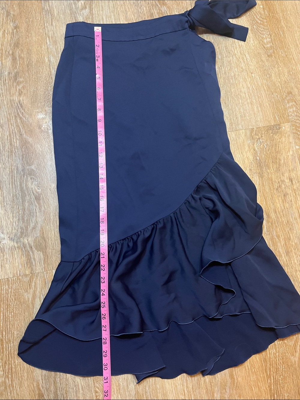 Zara Basic Navy Blue Wrap Midi Skirt Small S Ruffle - Picture 15 of 15